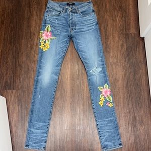 AMIRI Distressed Flower Patch Denim Jeans